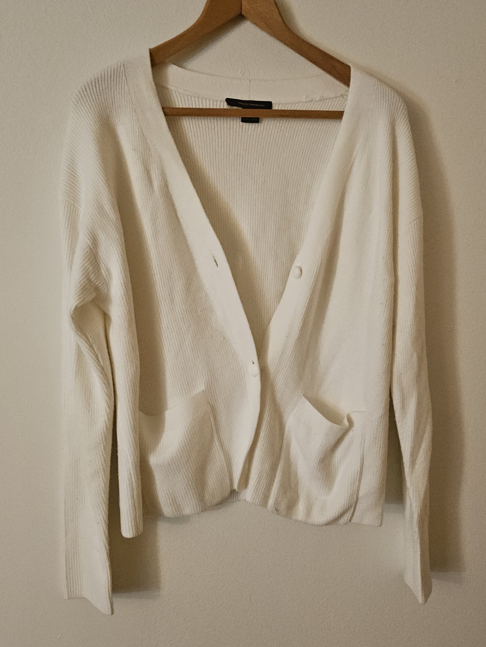 French Connection Cream V-Neck Button Cardigan Sweater